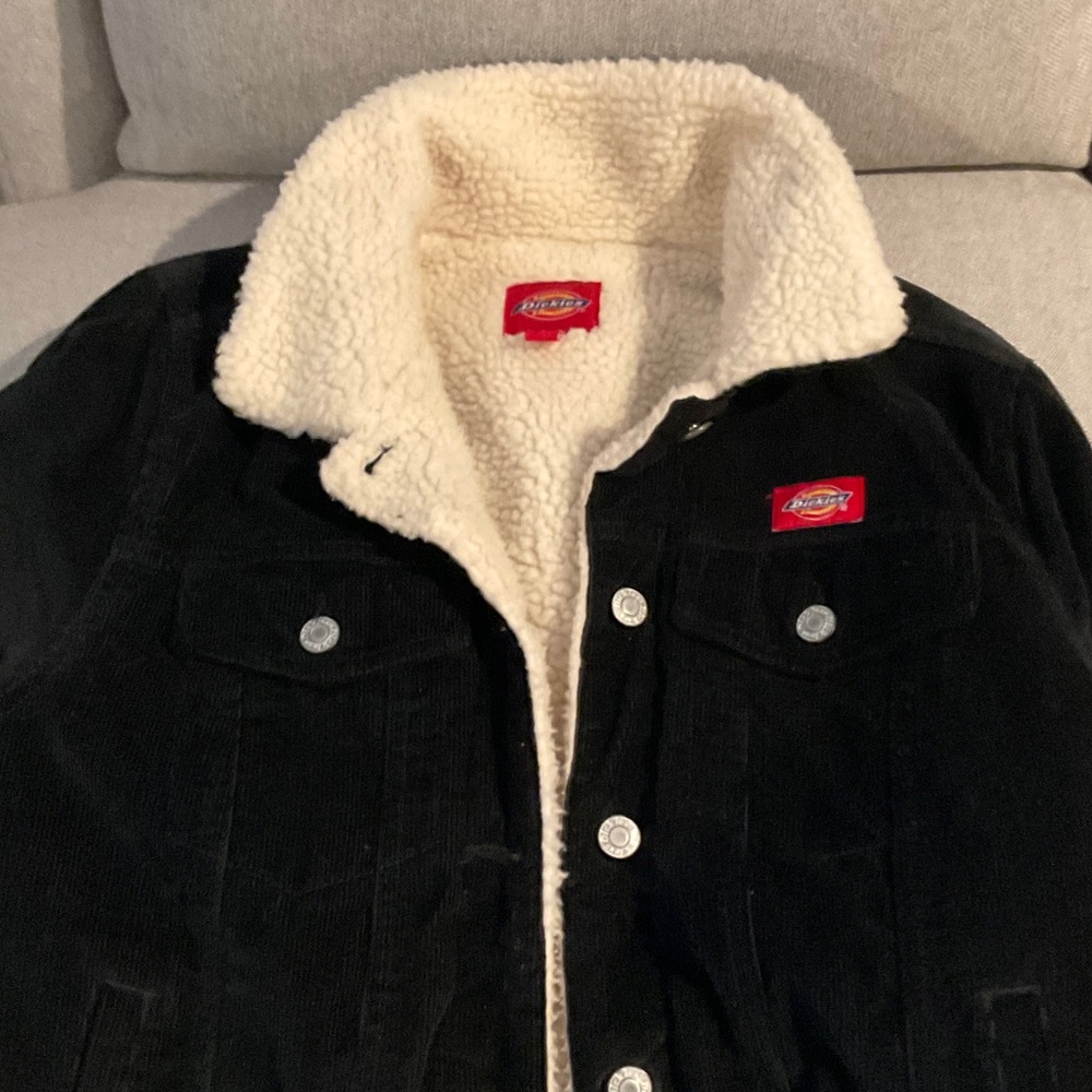 Dickies Black Corduroy Jacket with Cream Sherpa Lining